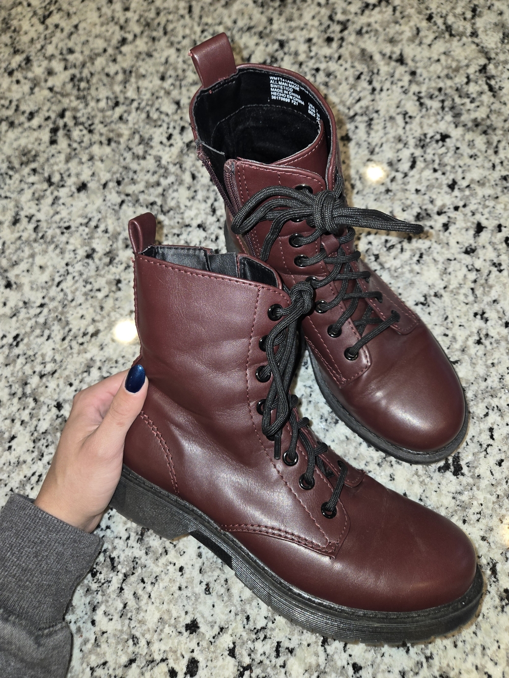 Time and Tru Burgundy Lace-Up Combat Boots
